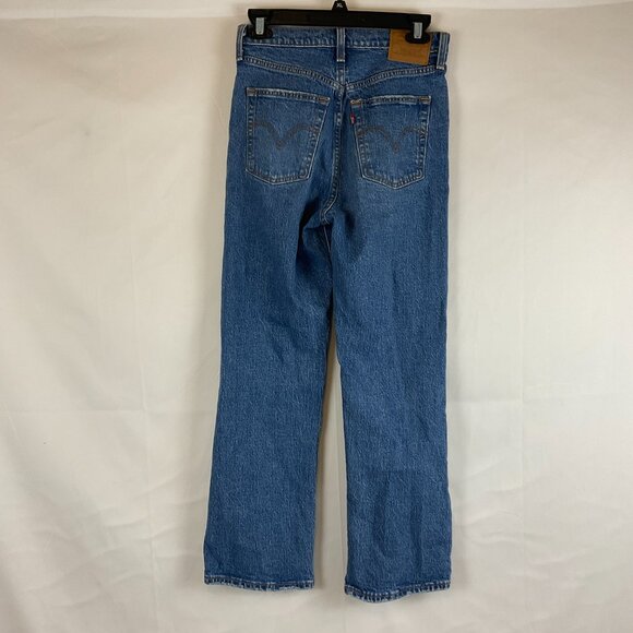 Levi's Ribcage Crop Boot Jeans 26 Blue Button Fly - Picture 6 of 12